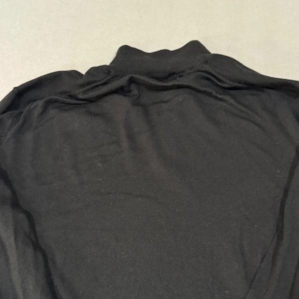 Jos. A. Bank Quarter Zip Sweater Mens XXL Black 100% Merino Wool Traveler